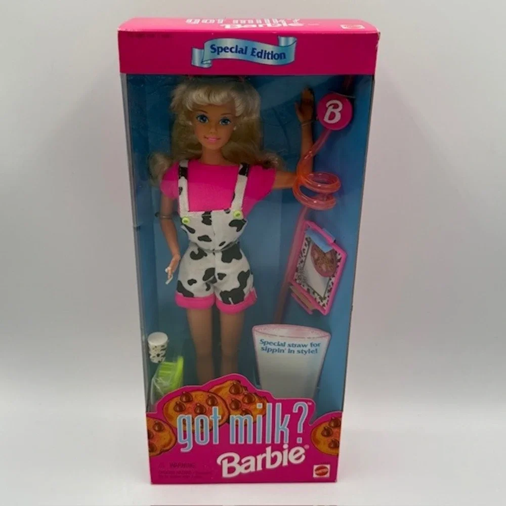 Mattel‎ Got Milk Barbie Special Edition 1996 Cow Print Romper Doll 15121 NIB